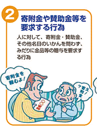 寄附金や賛助金等を要求する行為