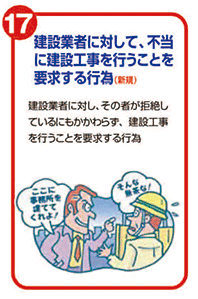 建設業者に対して、不当に建設工事を行うことを要求する行為（新規）